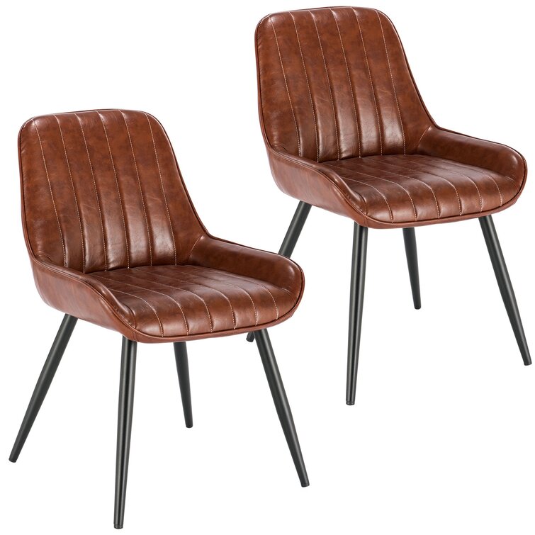 Wayfair brown deals leather dining chairs